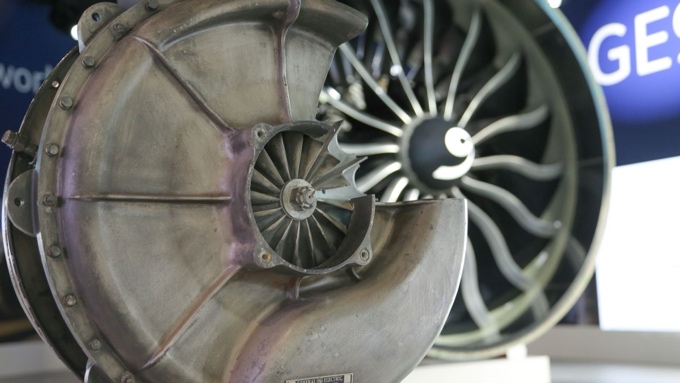 Close-up of a jet engine